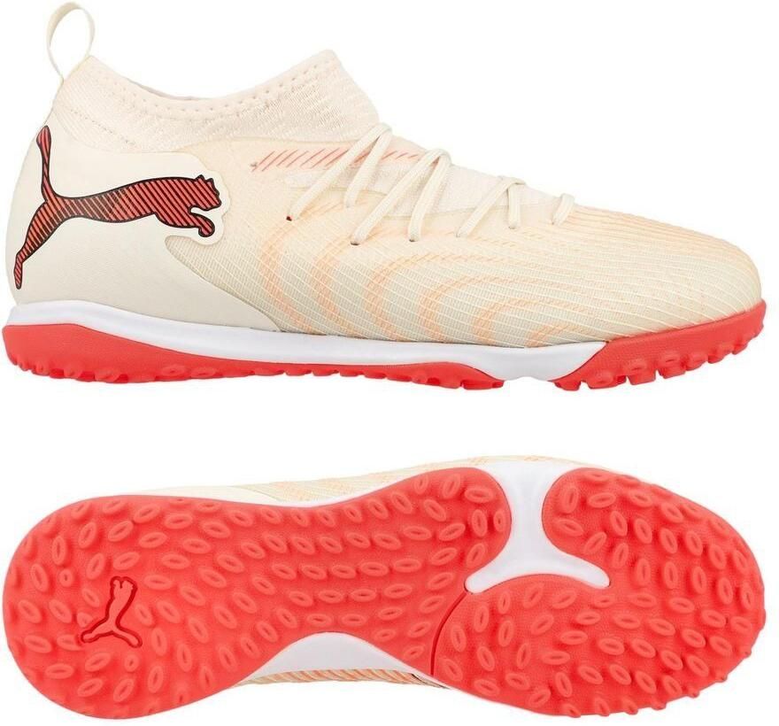 PUMA Future 9 Match + Mid TT The Arrival A gaan met suiker Wit Ultra Red Zwart Kids