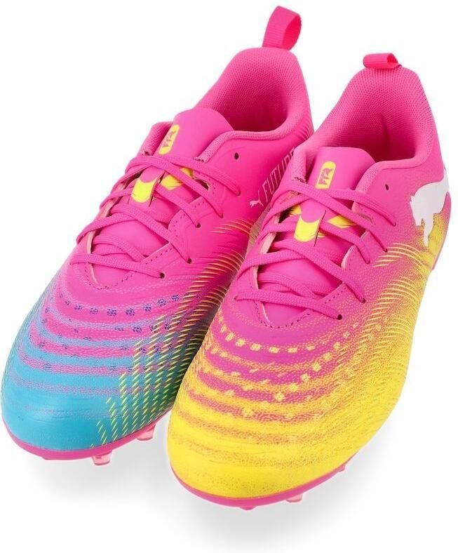 PUMA Future 9 Play MG Showtime Poison Pink Sun Stream Blauw Wit Kids