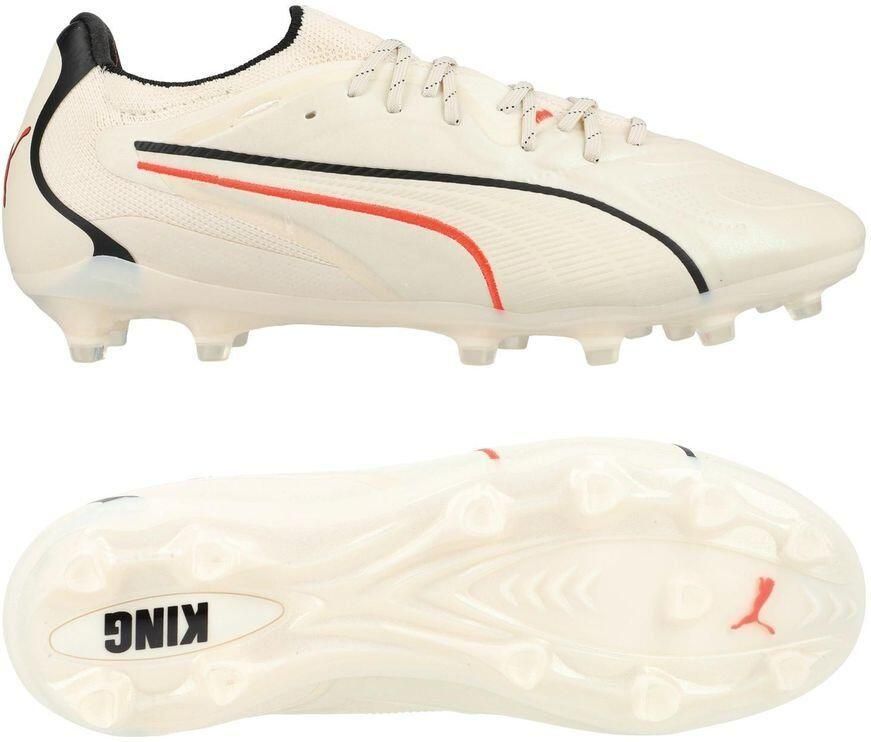 PUMA King 20 Ultimate Gras Kunstgras Voetbalschoenen (MG) Gebroken Wit Zwart Rood - Foto 3