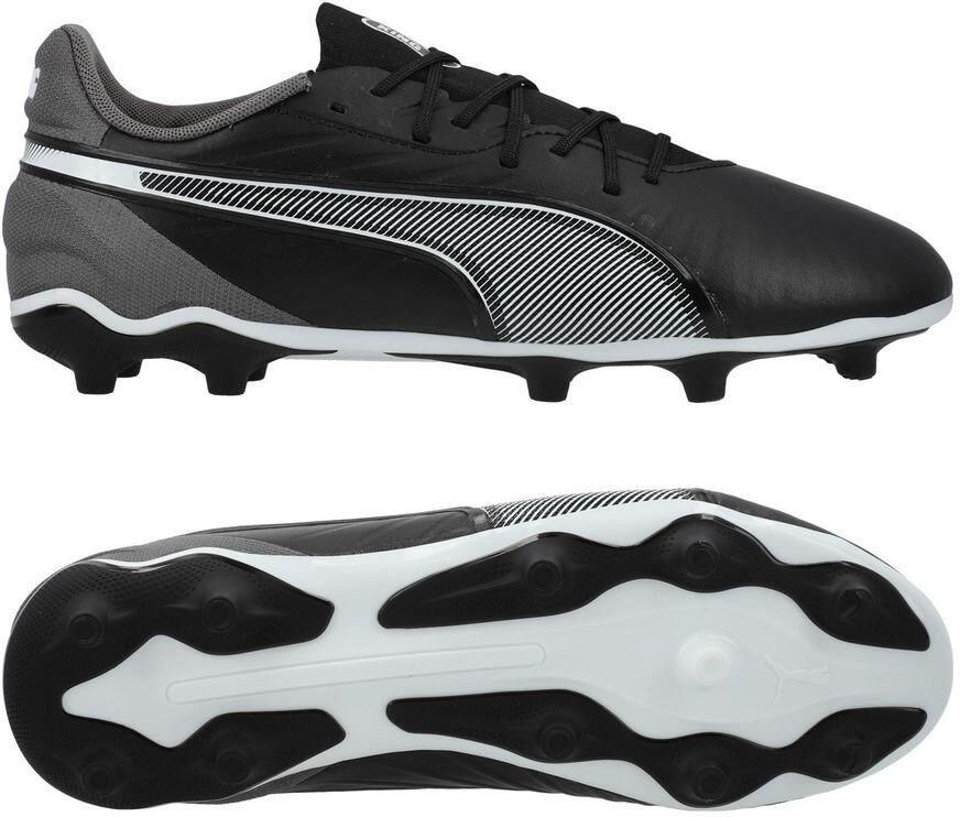 Puma Kin Match Jr. voetbalschoenen zwart wit antraciet Imitatieleer 37