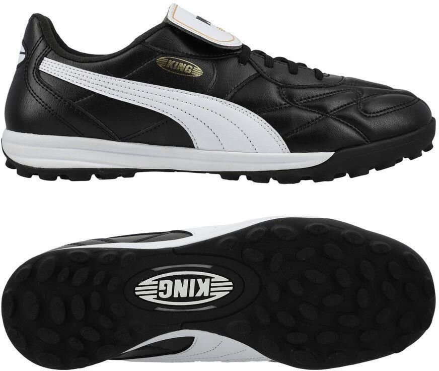 PUMA King Top Turf Voetbalschoenen (TF) Zwart Wit Goud