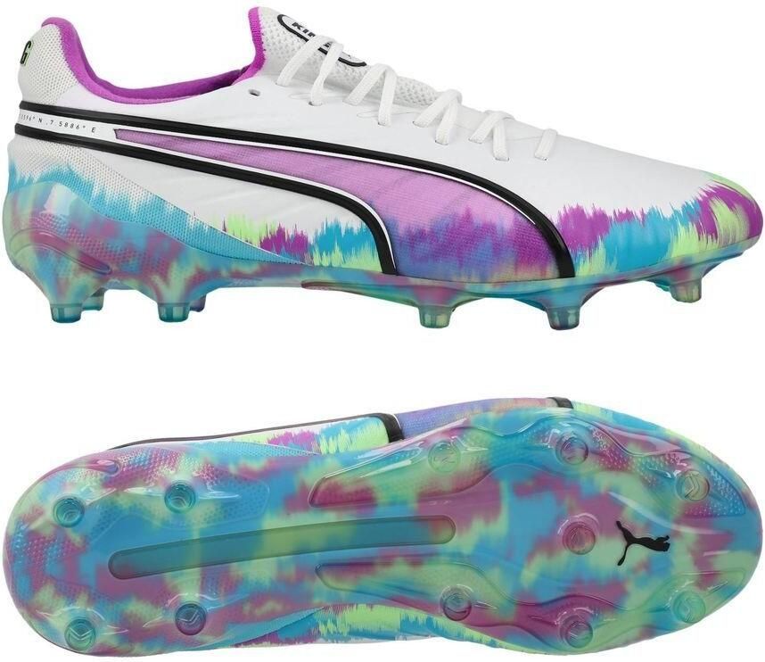 PUMA King Ultimate FG AG Brilliance Wit Blauw Puur magenta Fizzy Apple Dames LIMITED EDITION