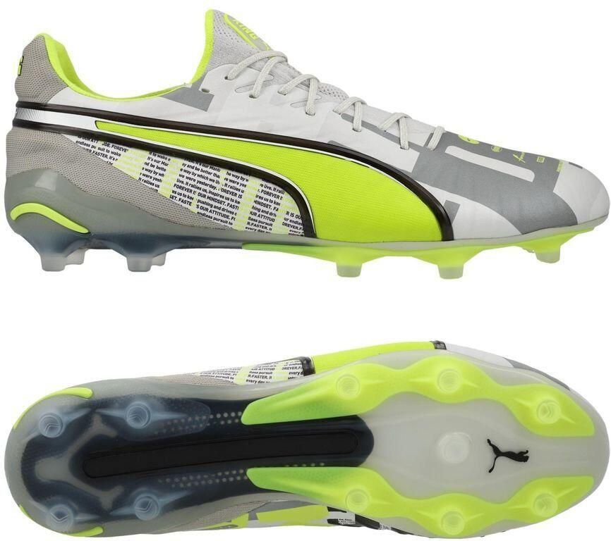 PUMA King Ultimate FG AG Forever Grijs Electric Lime Wit Plat lichtgrijs LIMITED EDITION