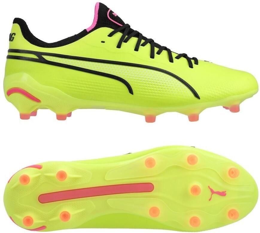 PUMA King Ultimate FG AG Phenomenal Electric Lime Zwart Poison Pink Dames