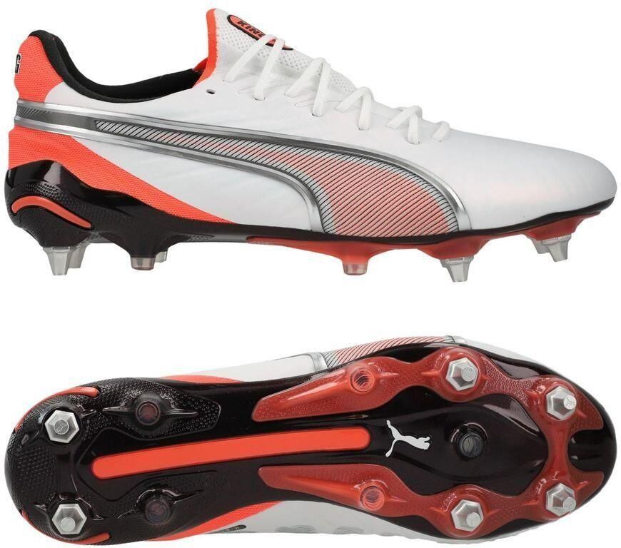 PUMA King Ultimate SG Untamed Wit Zilver Gloeiend rood Zwart