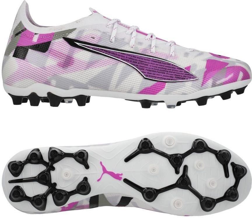 PUMA Ultra 5 Ultimate MG Forever Wit Puur magenta Grijs Zwart LIMITED EDITION