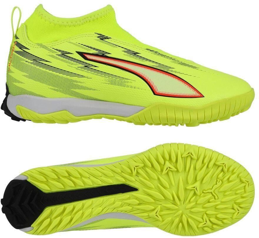 PUMA Ultra 6 Match Mid Laceless + TT Unleashed Geel Zwart Gloeiend rood Neon Kids