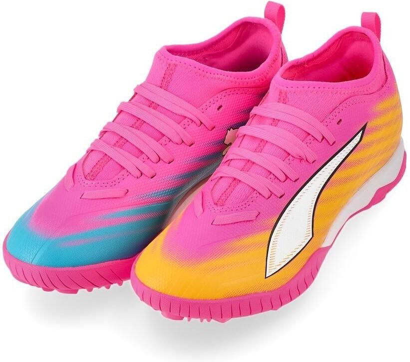 PUMA Ultra 6 Match Mid + TT Showtime Poison Pink Wit Sun Stream Blauw Zwart Kids