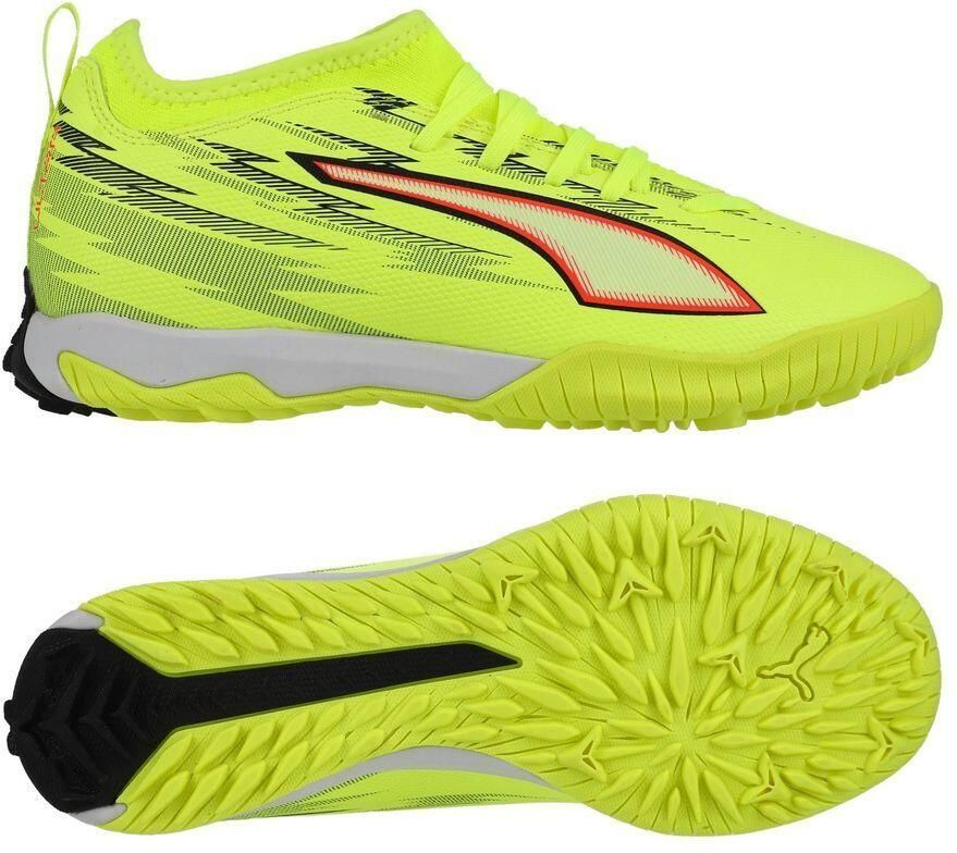 PUMA Ultra 6 Match Mid + TT Unleashed Geel Zwart Gloeiend rood Kids