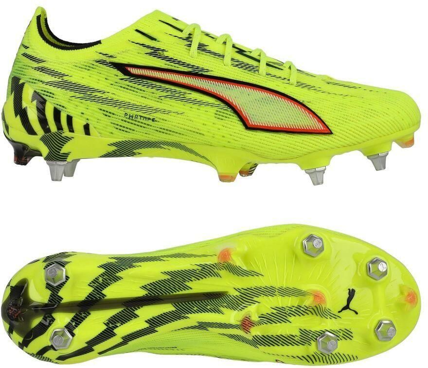 PUMA Ultra 6 Ultimate IJzeren-Nop Voetbalschoenen (SG) Neongeel Rood Zwart