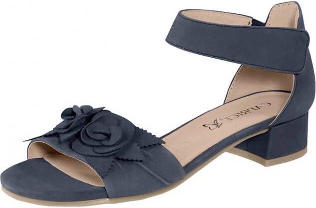 Caprice Sandaaltje met fraaie bloemenapplicatie Blauw