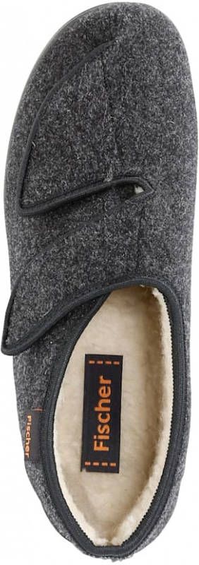Fischer Pantoffel met warme scheerwol Antraciet