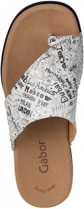 Gabor Teenslipper met modieuze letterprint Zilverkleur