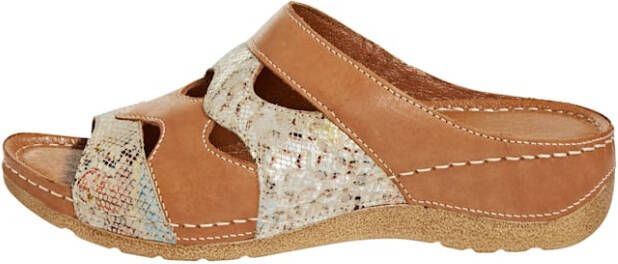 Naturläufer Muiltje met multicolor print Cognac