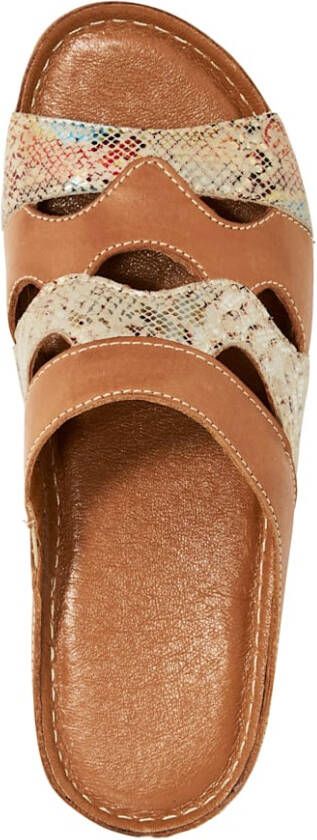 Naturläufer Muiltje met multicolor print Cognac