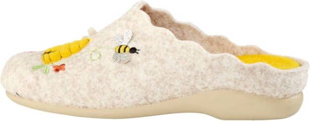 Naturläufer Pantoffel Met prachtig borduursel Beige