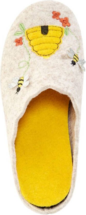 Naturläufer Pantoffel Met prachtig borduursel Beige