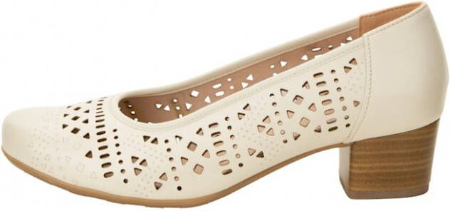 Naturläufer Pump met prachtige perforaties Crème