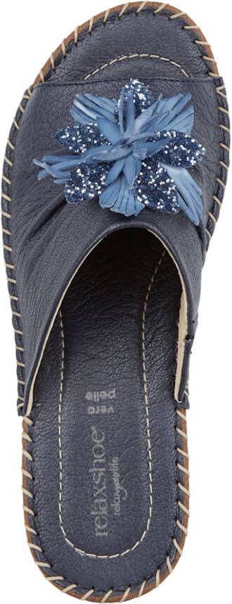 Relaxshoe Muiltje met mooie sierbloem Blauw