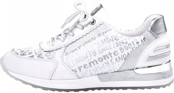 Remonte Sneaker met metallic opschriften Wit Zilverkleur