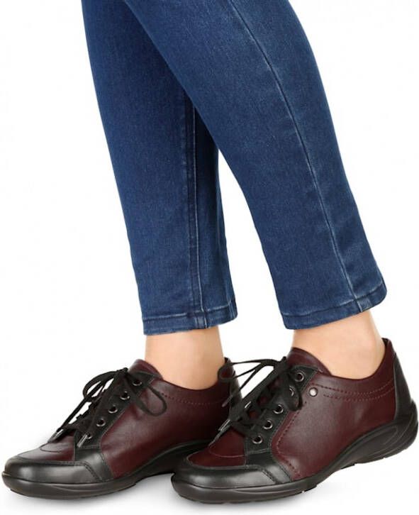 Semler Veterschoen met trendy siernaden Zwart Bordeaux