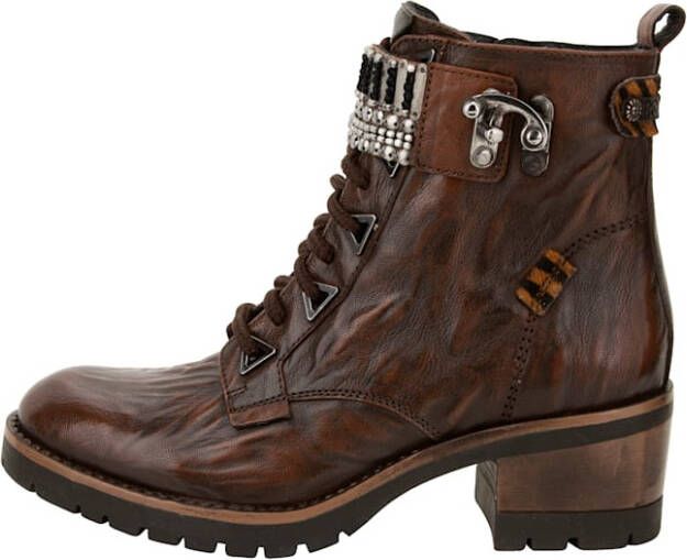 Studio W Hoge veterschoen in used look Donkerbruin