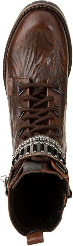 Studio W Hoge veterschoen in used look Donkerbruin