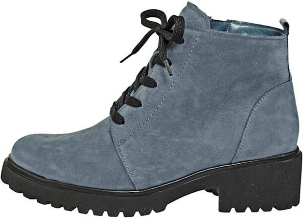 Waldläufer Hoge veterschoen Warme voering van textiel Blauw