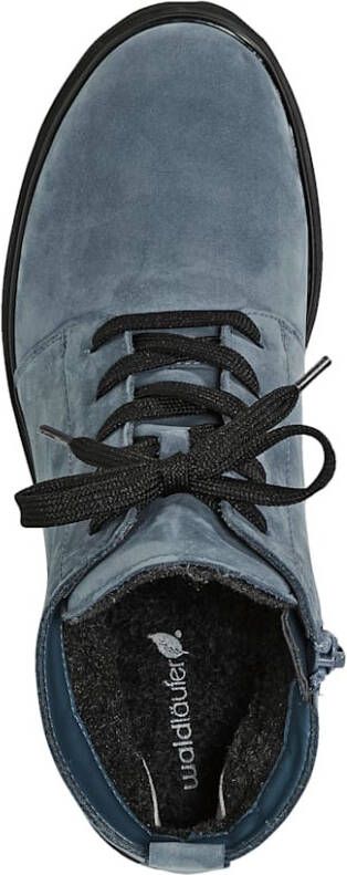 Waldläufer Hoge veterschoen Warme voering van textiel Blauw