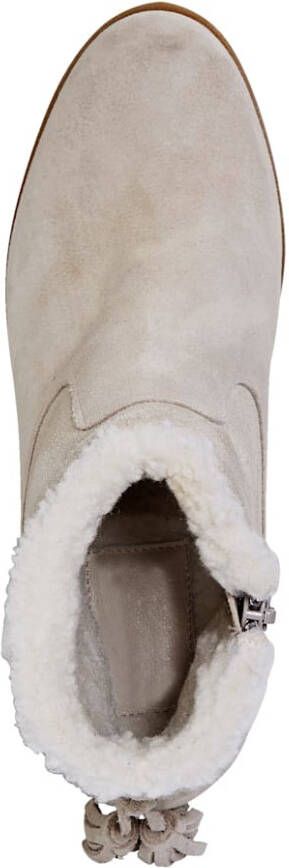 WENZ Enkellaarsje met winterse details van imitatiebont Beige