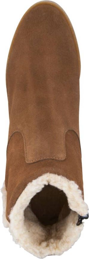 WENZ Enkellaarsje met winterse details van imitatiebont Cognac