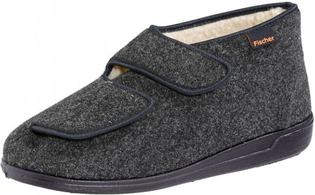 Fischer Pantoffel met warme scheerwol Antraciet