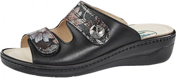 Franken Schuhe Muiltje met kurken voetbed met inzet van mosschuim Zwart