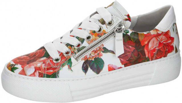 Gabor Sneaker met modieuze bloemenprint Wit Multicolor