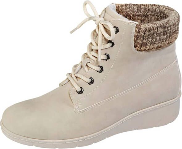 Julietta Hoge veterschoen met imitatiebont Beige