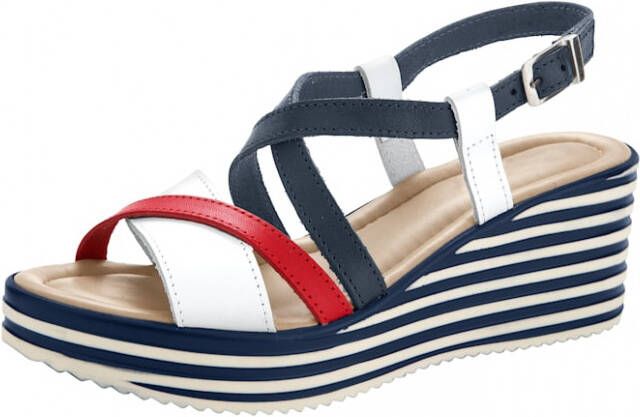 KLiNGEL Sandaaltje in drie harmonieuze kleuren Marine Wit Rood - Schoenen.nl