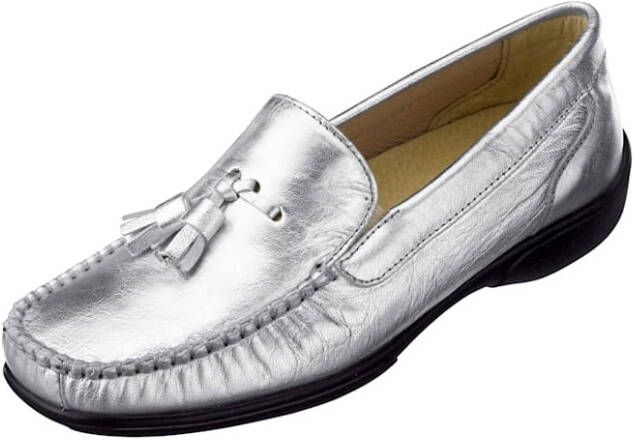 Naturläufer Mocassin met karakteristieke mocassinnaad Zilverkleur Zilvergrijs