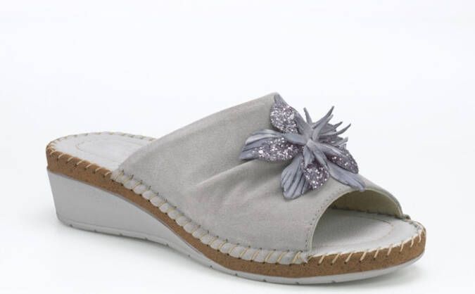Relaxshoe Muiltje met mooie sierbloem Grijs