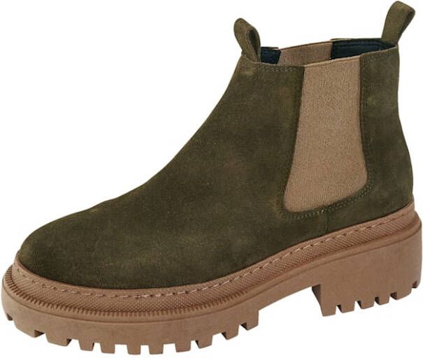 Studio W Chelsea boot met elastische inzetten opzij Kaki