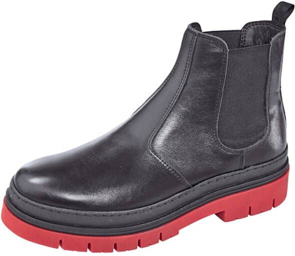 Studio W Chelsea boot met trendy plateauzool Zwart Rood