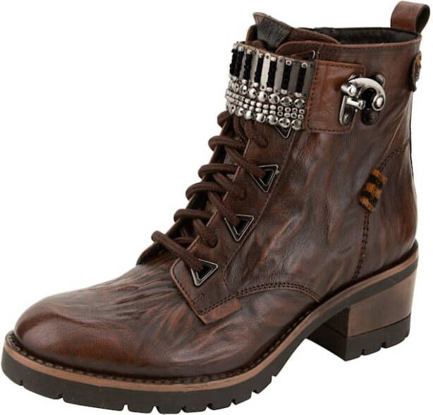 Studio W Hoge veterschoen in used look Donkerbruin