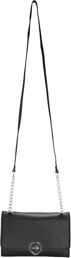 Taschenherz Clutch met krokoreliëf Zwart