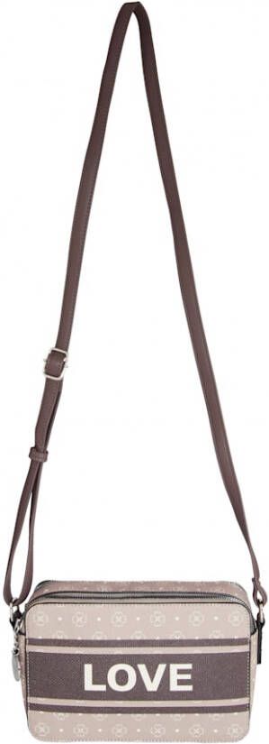 Taschenherz Schoudertas met LOVE opschrift Beige Bruin