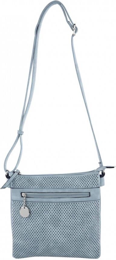 Taschenherz Schoudertas met trendy perforaties Jeansblauw