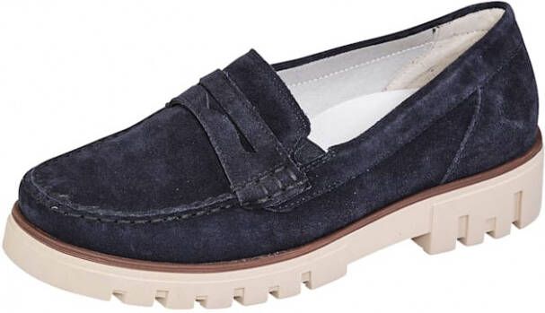 Waldläufer Mocassin met luchtgepolsterde zool Donkerblauw
