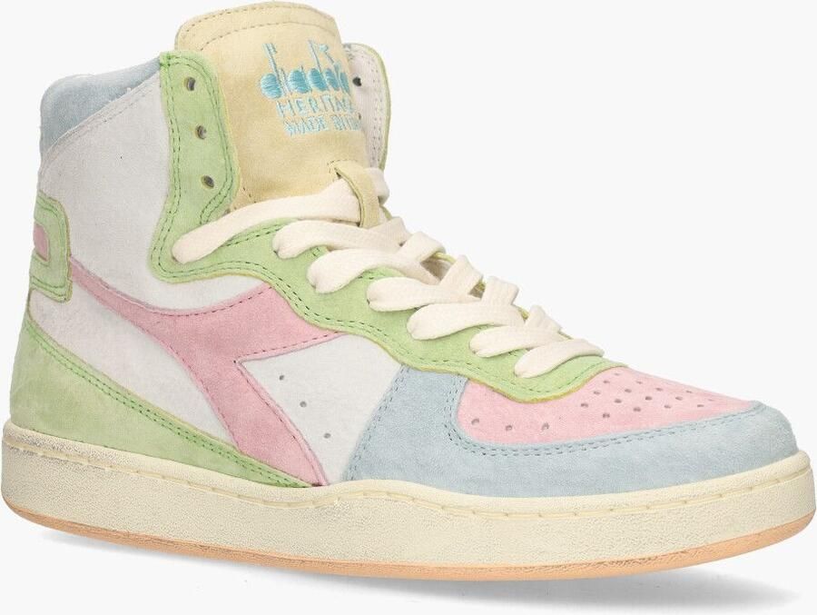 Diadora Heritage Dames Mi Basket Arcobaleno Italia Hoge lederen veter sneakers - Foto 2