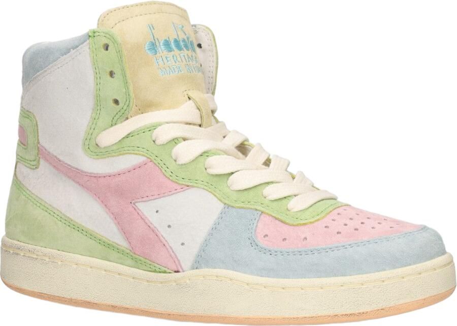 Diadora Heritage Dames Mi Basket Arcobaleno Italia Hoge lederen veter sneakers - Foto 3