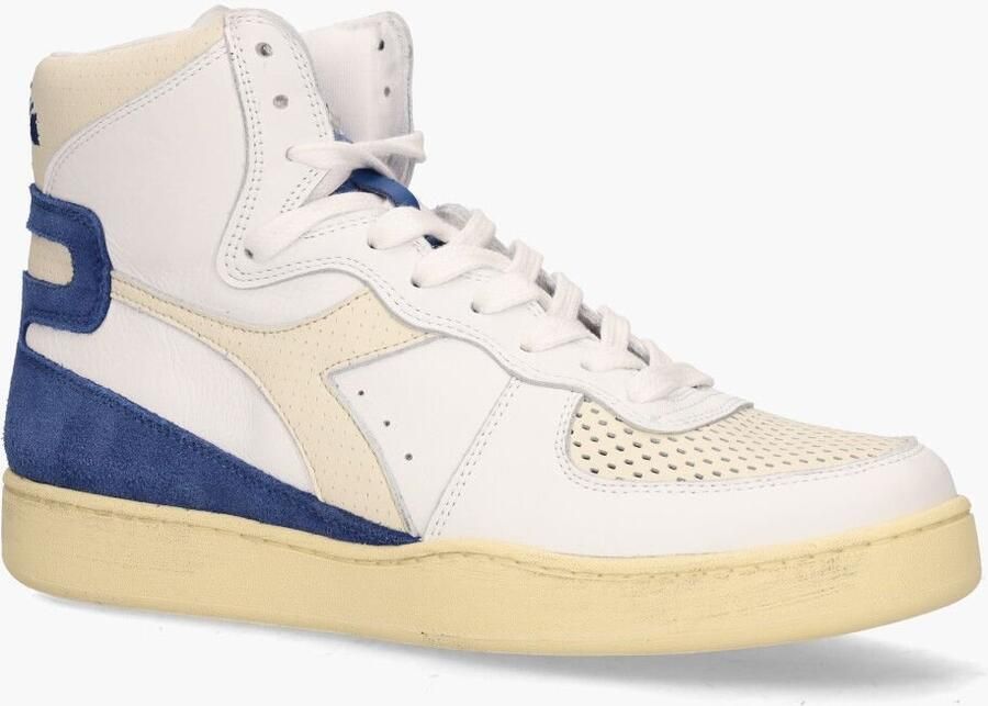Diadora Heritage Mi Basket Punched Italia Wit Blauw