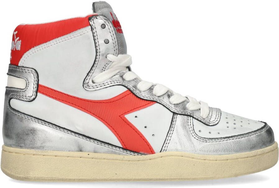 Diadora Sneakers Dames Hoge sneakers Damesschoenen Leer Mi bask metal mix Wit rood - Foto 5