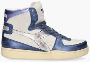 Diadora Heritage Mi Basket Metallic Used Wit Blauw Zilver